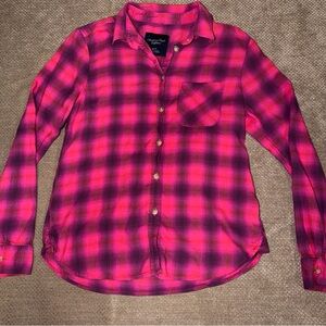 American Eagle Outfitters Pink Plaid Shirt
